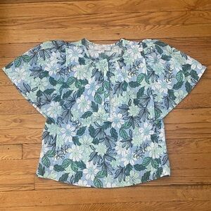 LOFT Textured Floral Button-Up Top
